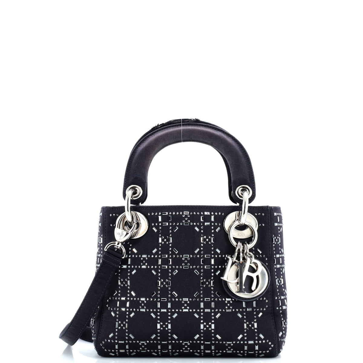 Christian Dior Lady Dior Bag Crystal Embellished Cannage Quilt Satin Mini