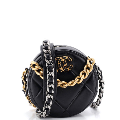 CHANEL 19 Round Clutch with Chain Quilted Leather