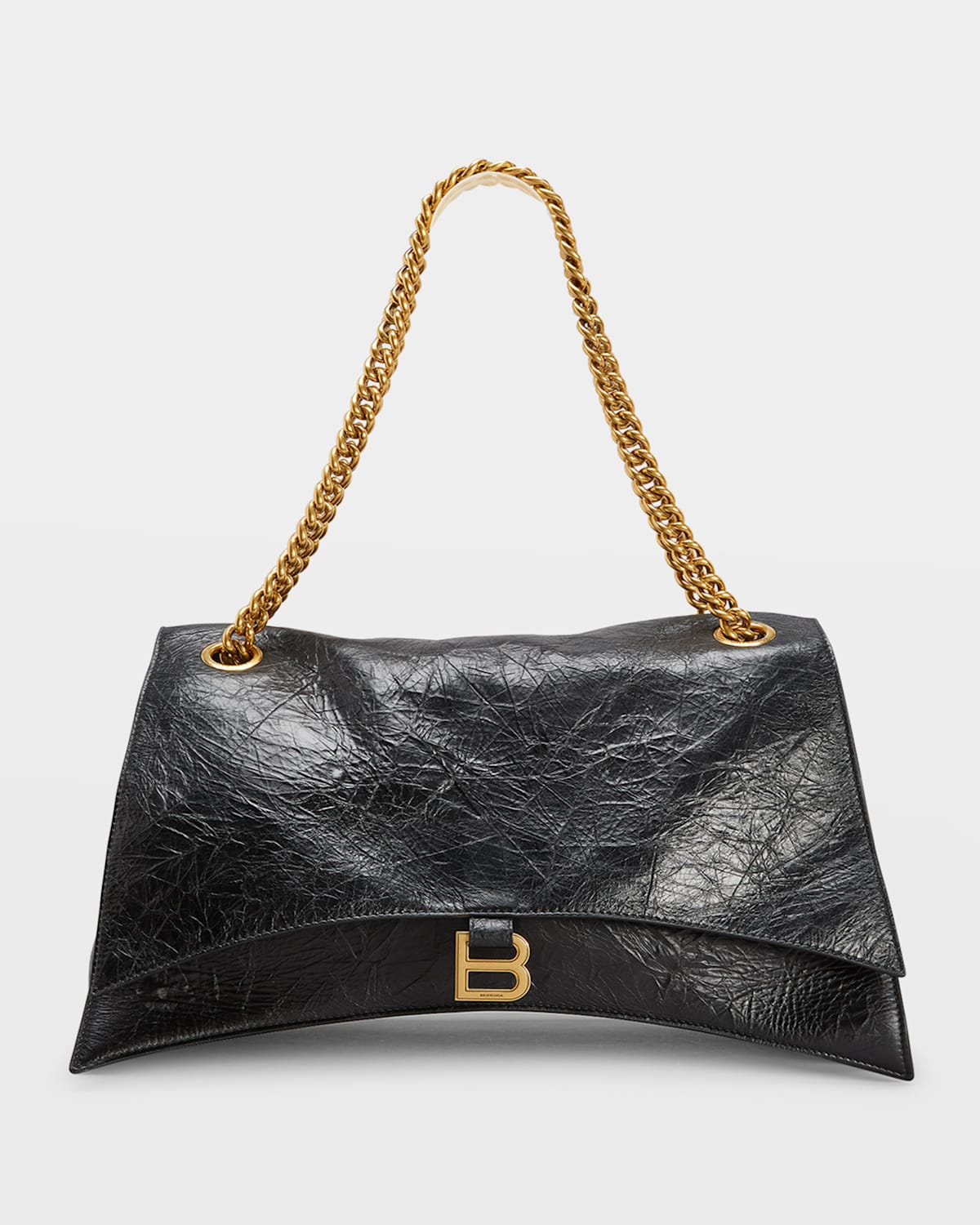 Balenciaga Grand sac à bandoulière en cuir froissé Crush