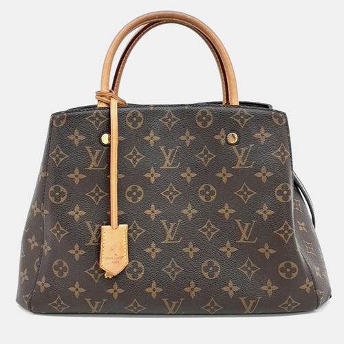Brown Monogram Canvas Montaigne MM Tote Bag