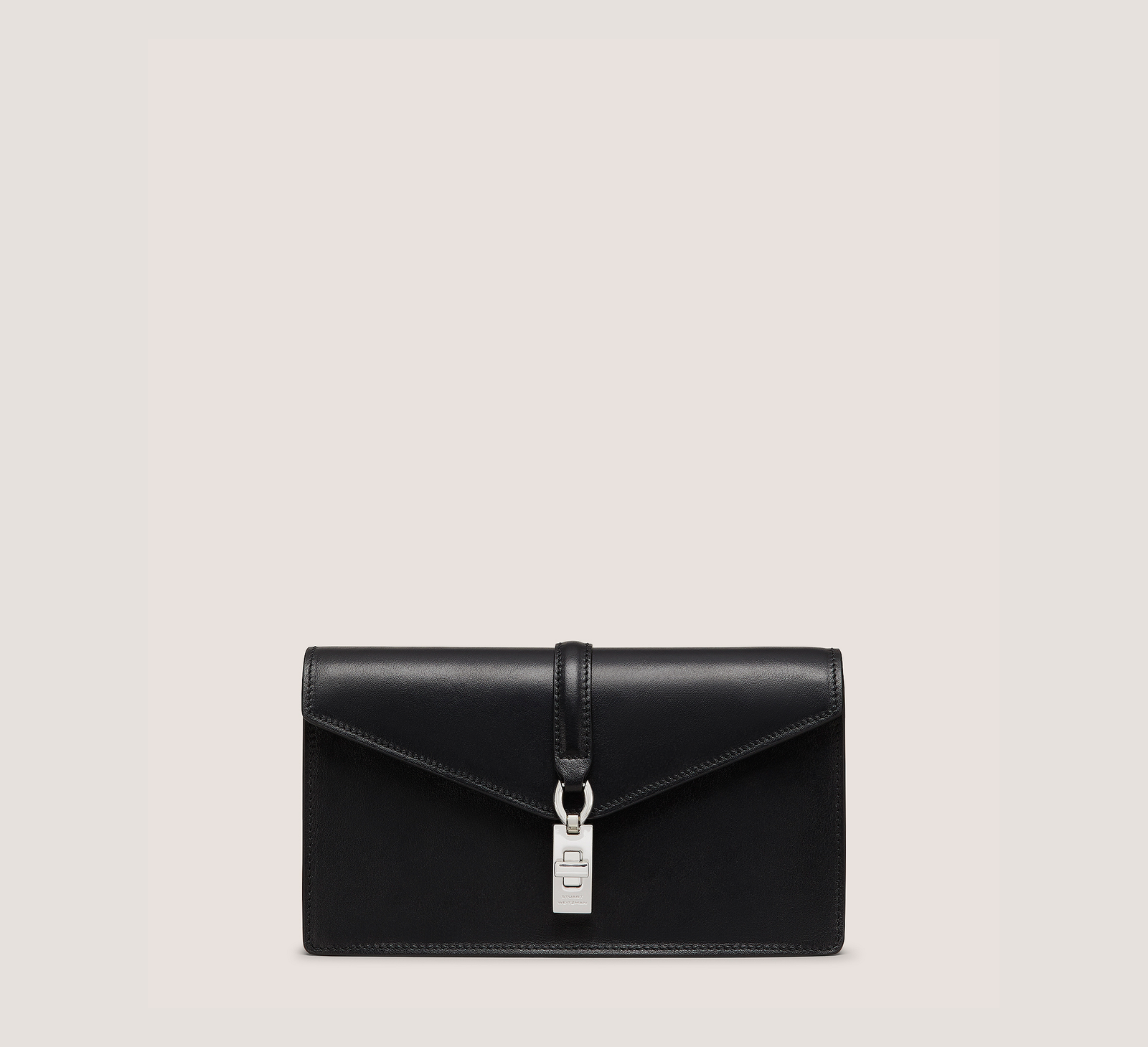 Stuart Weitzman Milan Loveletter Clutch Handbags, Black Smooth Leather, Size: U No Dimension