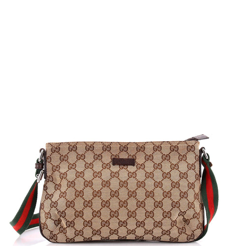 GUCCI Web Strap Messenger Bag GG Canvas Small