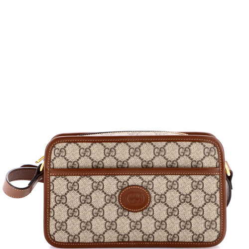 GUCCI Interlocking G Patch Camera Bag GG Coated Canvas Mini