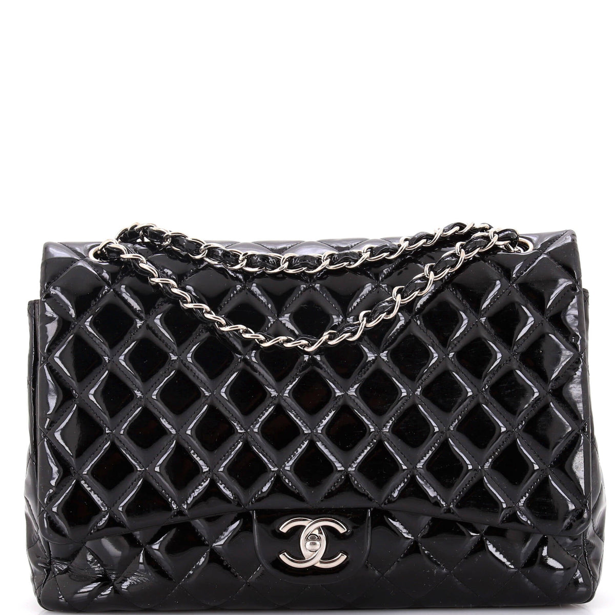 Chanel CHANEL Classic Double Flap Bag Quilted Patent Maxi