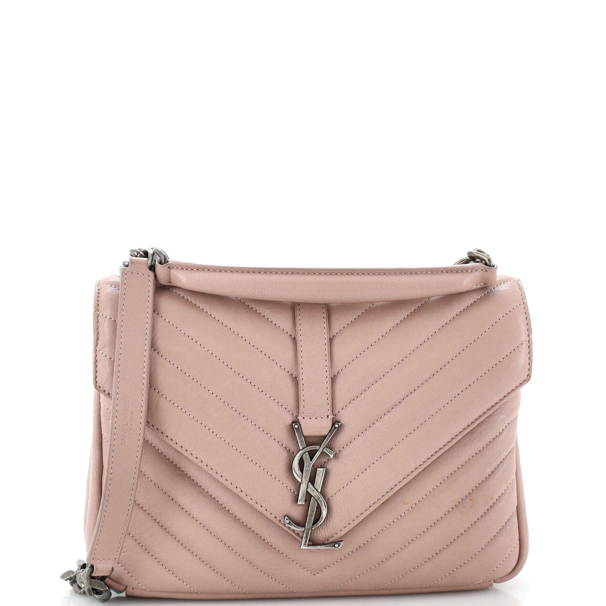 Saint Laurent Classic Monogram College Bag Matelasse Chevron Leather Medium