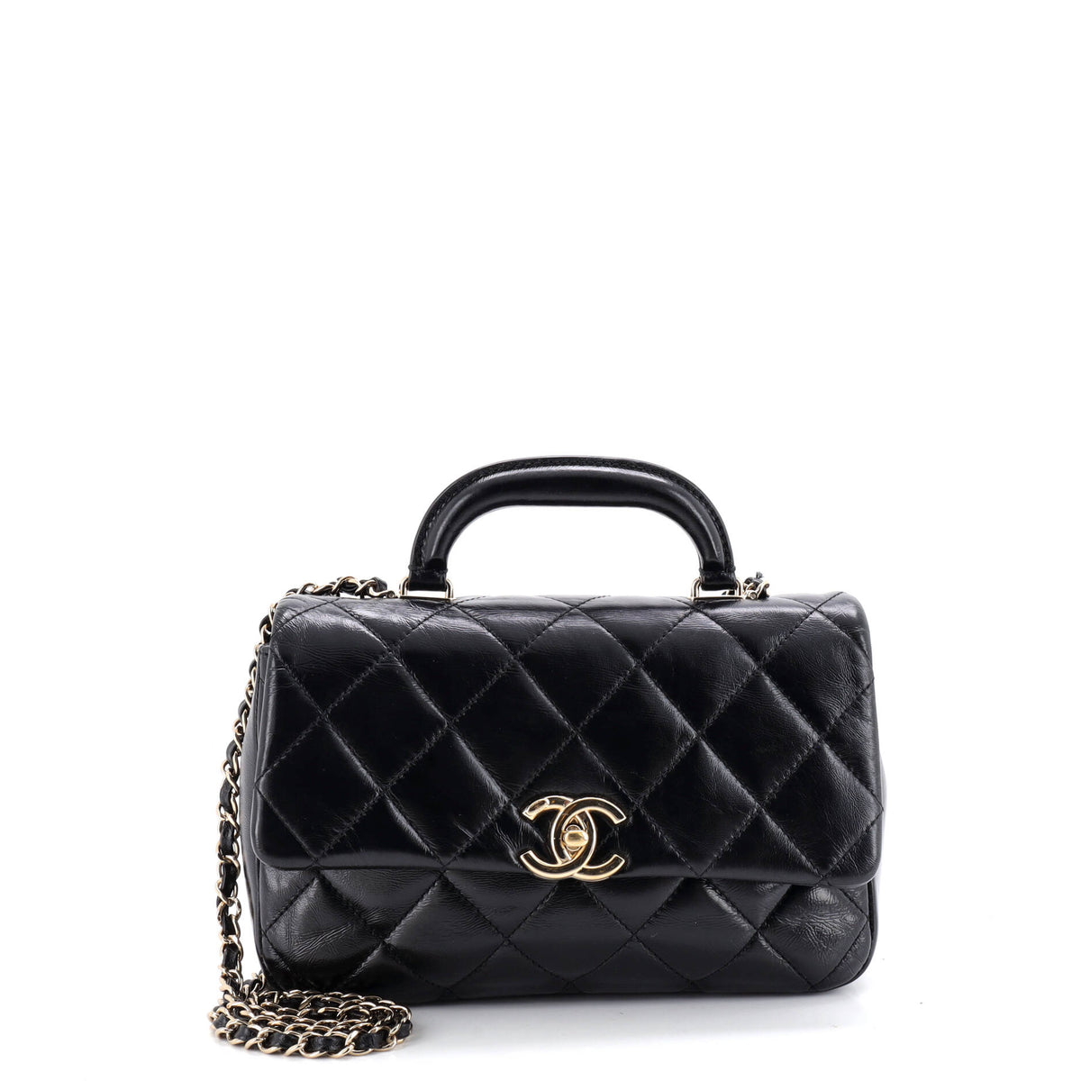 Chanel CHANEL Coco Trip Flap Bag Quilted Shiny Lambskin Medium