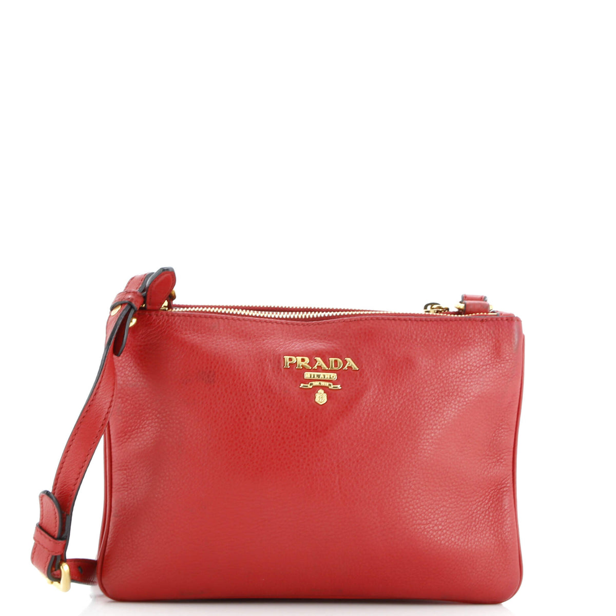 Prada PRADA Double Zip Crossbody Bag Vitello Daino Small