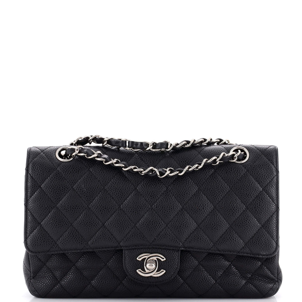 Chanel CHANEL Vintage Classic Double Flap Bag Quilted Caviar Medium