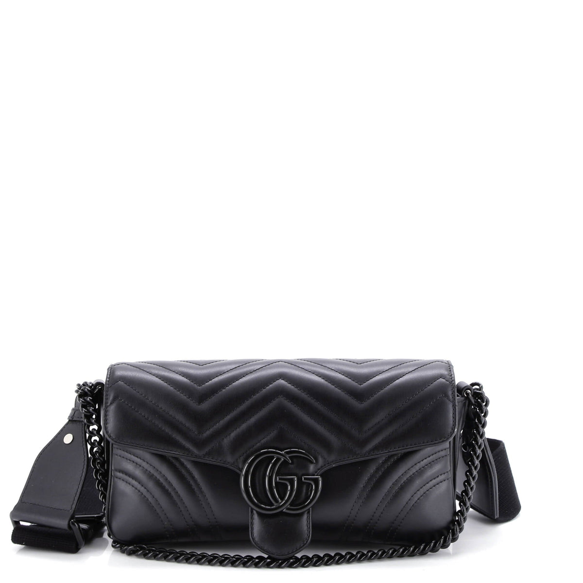 Gucci GUCCI GG Marmont Monochrome Flap Bag Matelasse Leather Medium