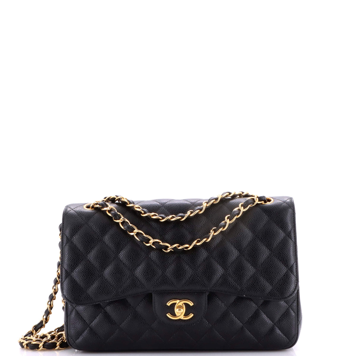 Chanel CHANEL Classic Double Flap Bag Quilted Caviar Jumbo