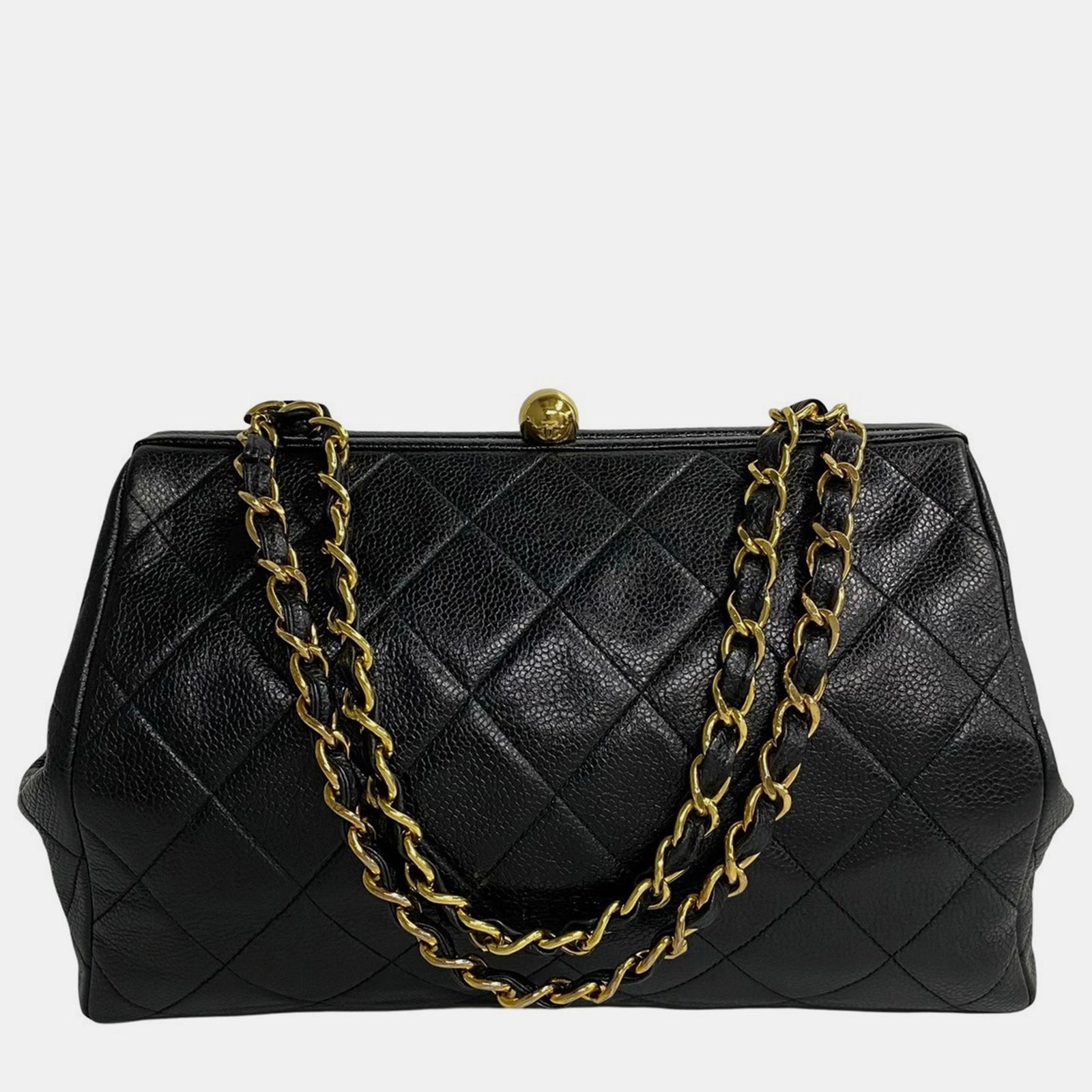 Chanel Sac à bandoulière en cuir matelassé noir avec chaîne