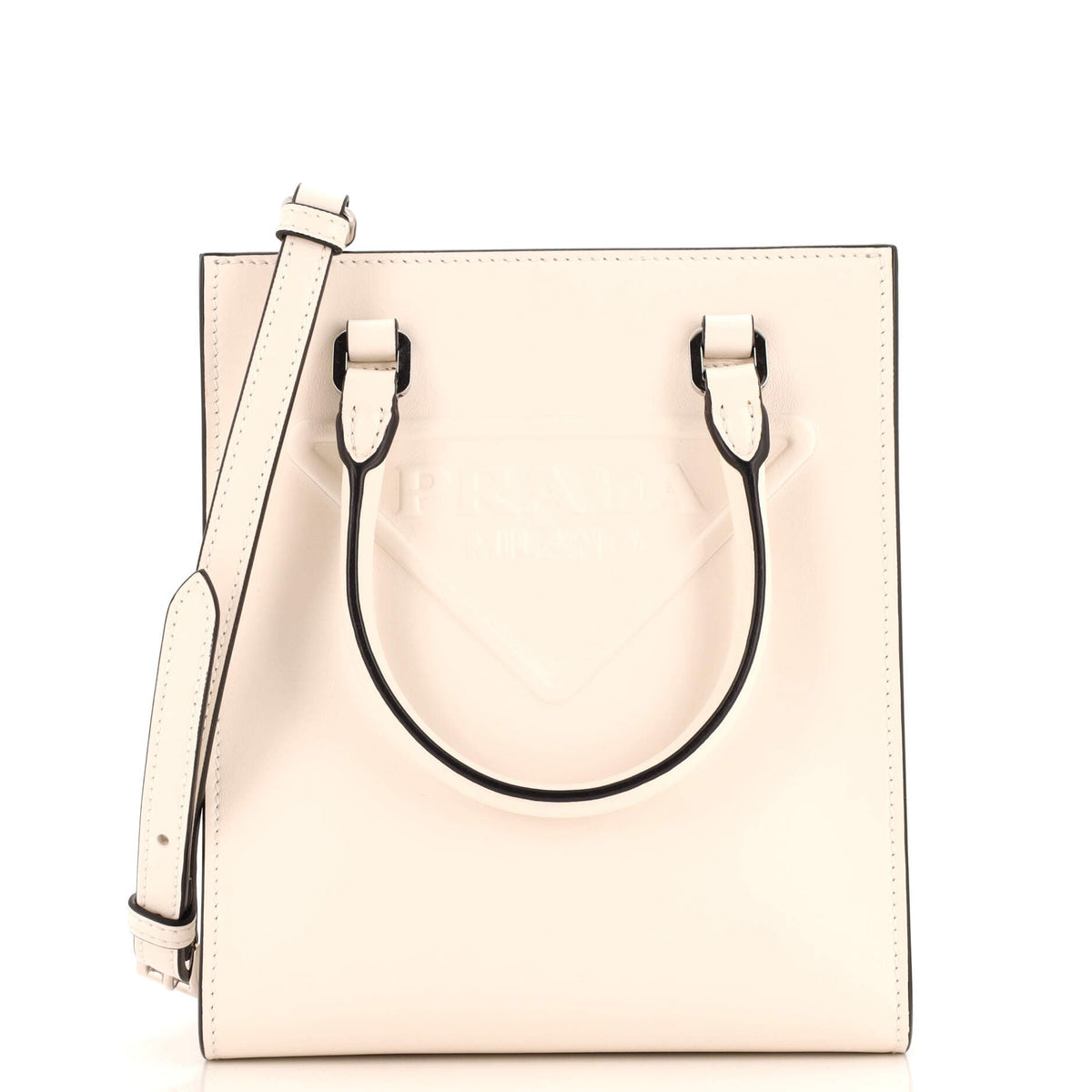 Prada PRADA Logo Drill Tote Leather Mini