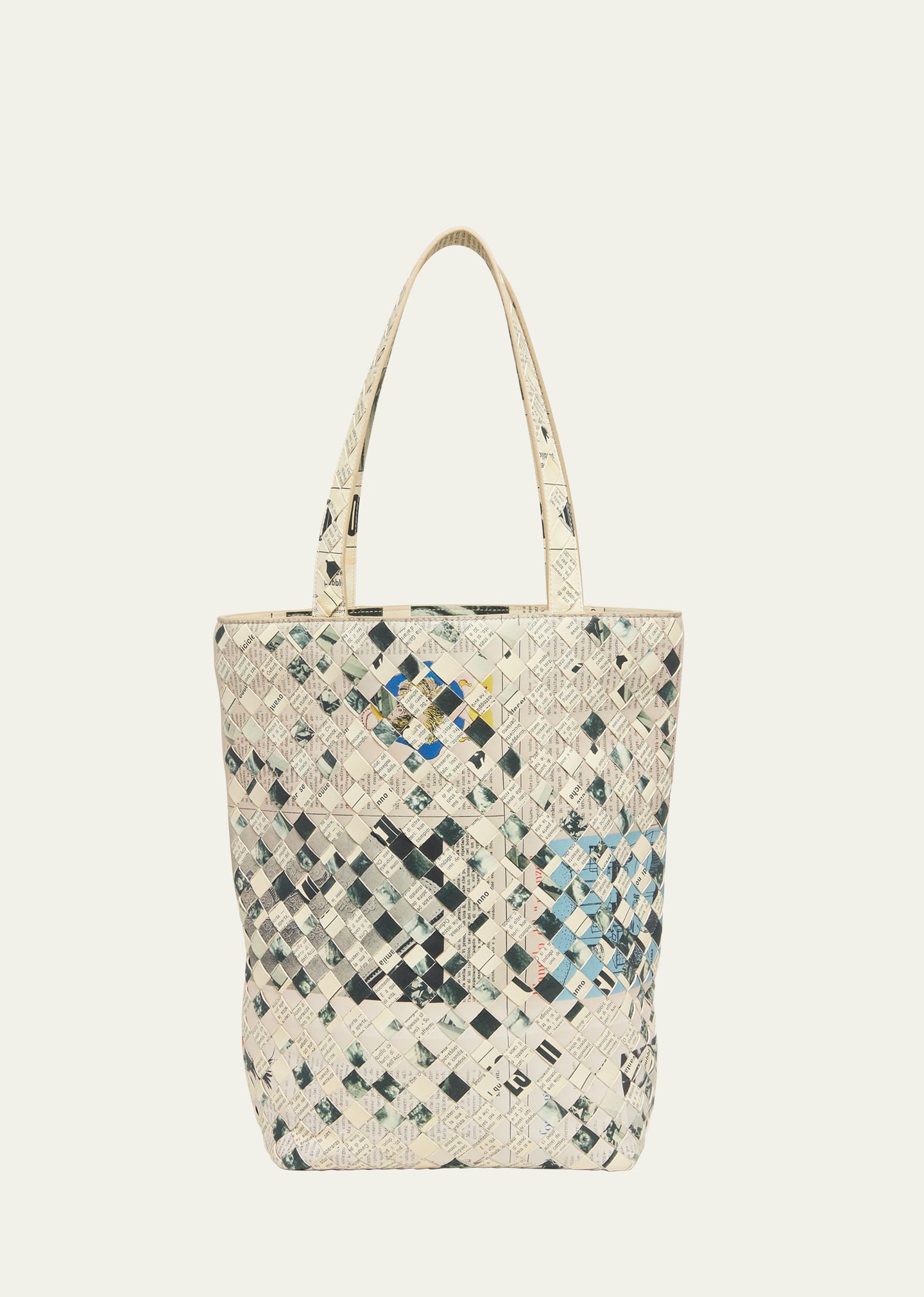 Bottega Veneta Small Newspaper-Print Tote Bag