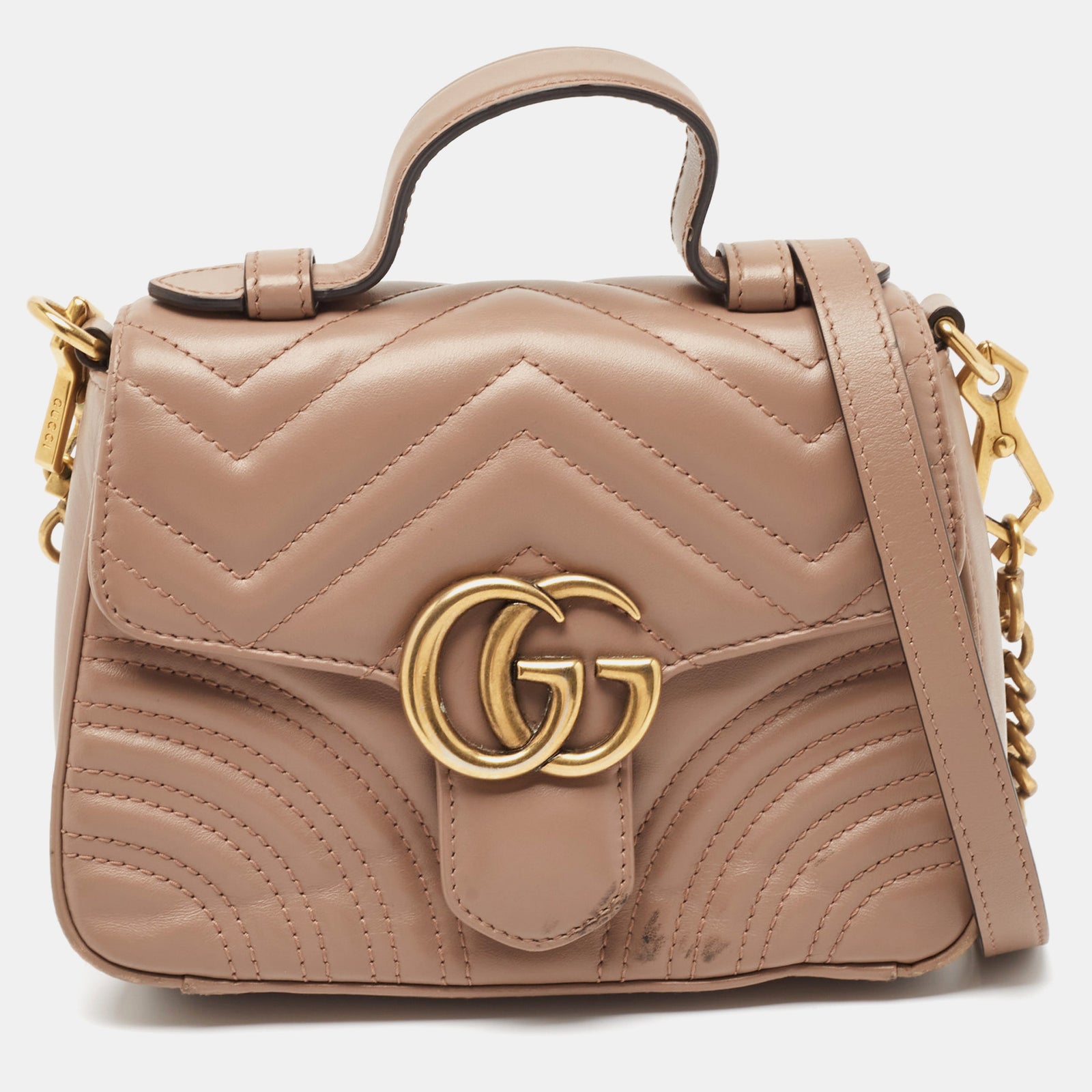 Gucci Beige Mini GG Marmont Tasche mit Henkel