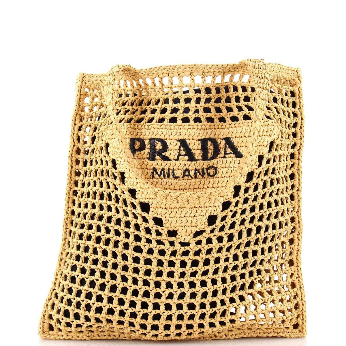 Prada PRADA Triangle Logo Open Tote Raffia