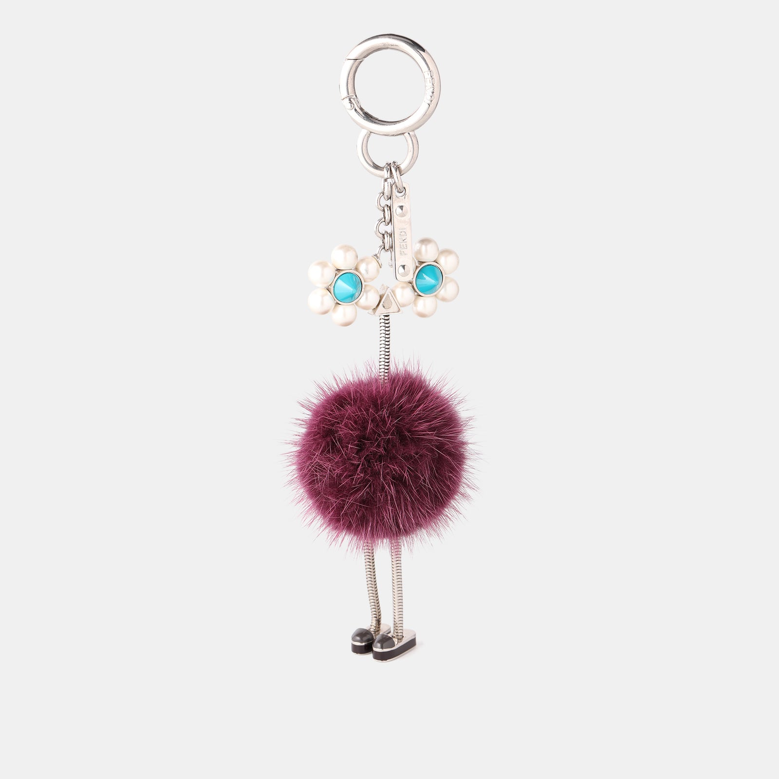 Fendi Purple Mink Fur Pearl Chick Pom Pom Bag Charm