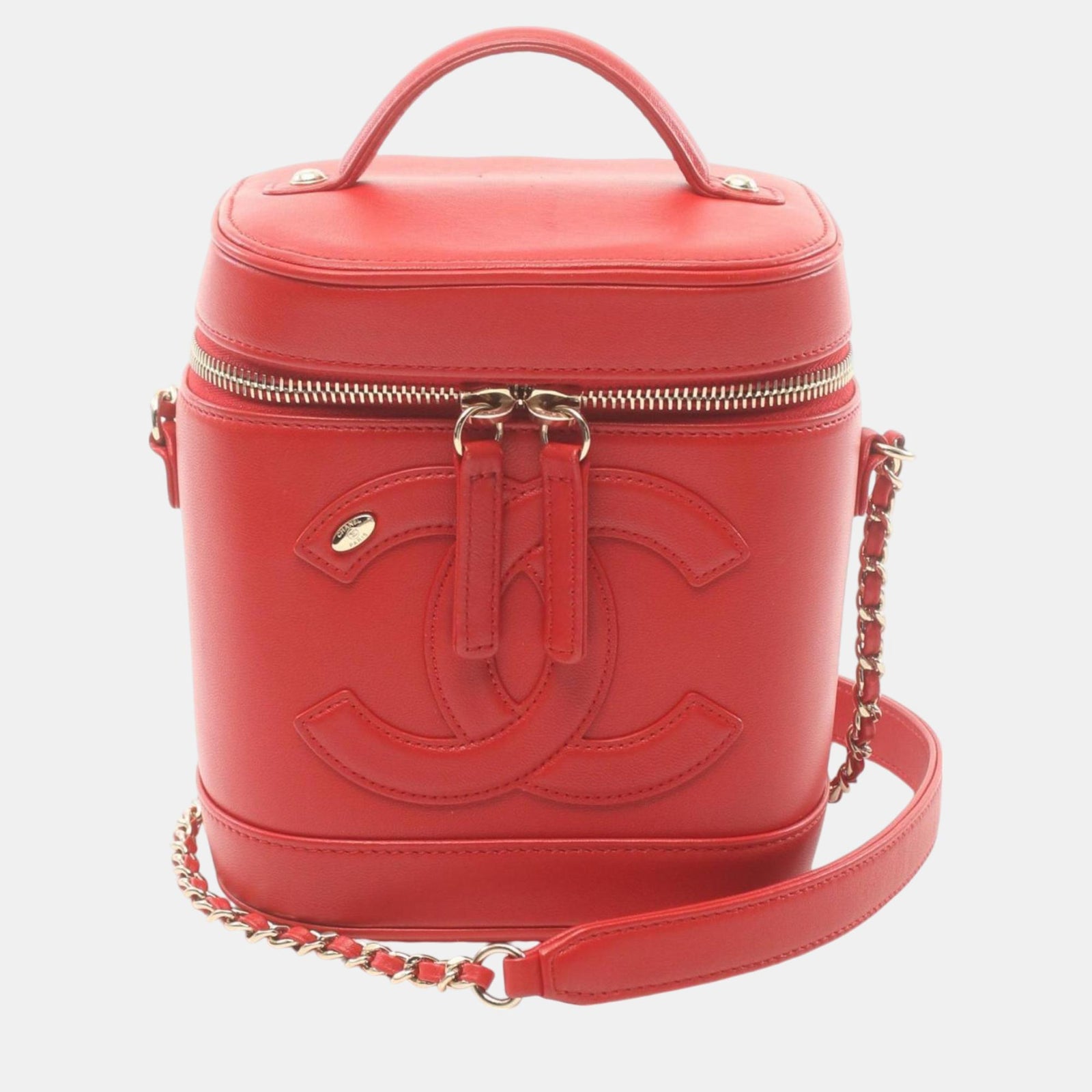 Chanel Rote Coco Mark Schultertasche aus Lammleder