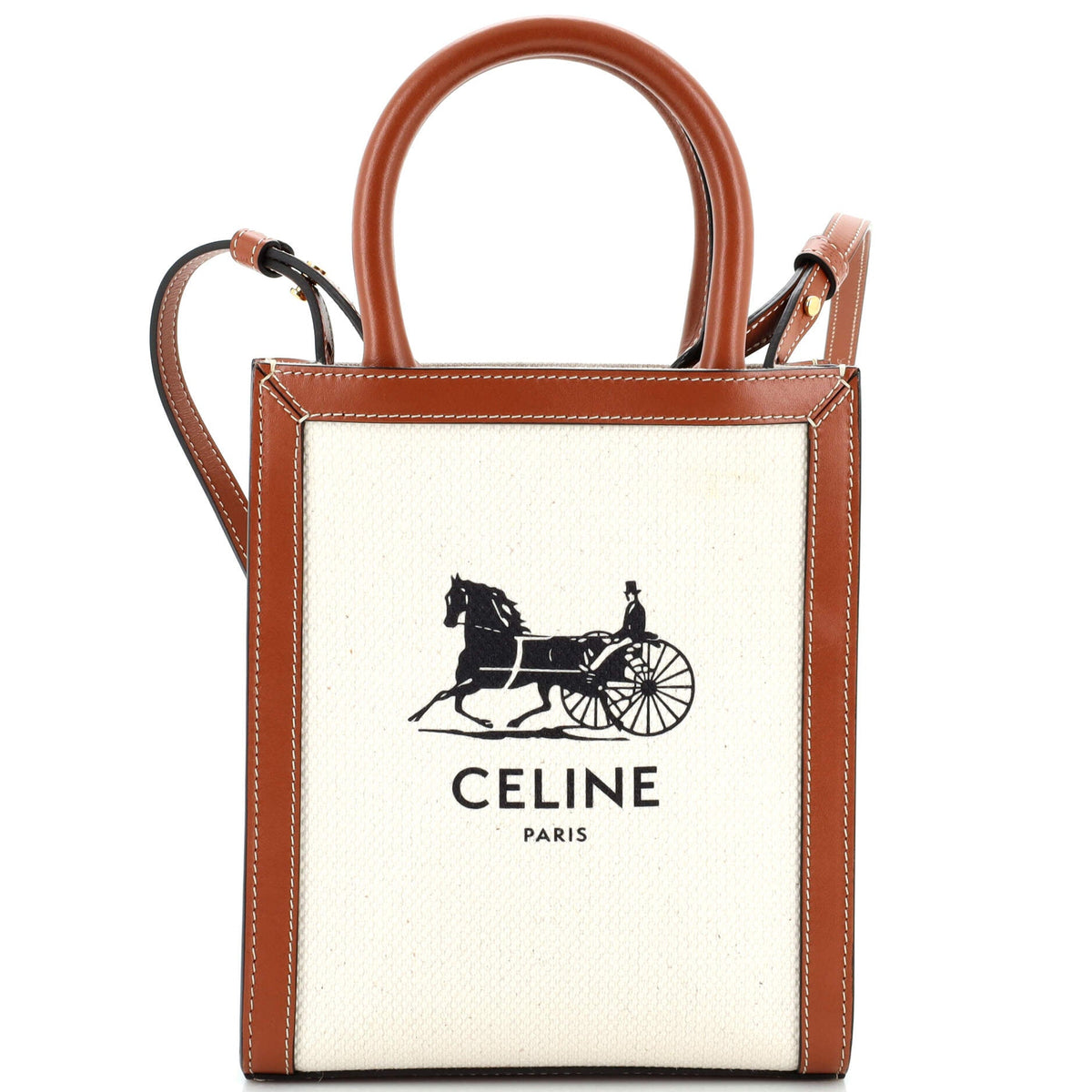 Celine CELINE Sulky Vertical Cabas Tote Canvas with Leather Mini