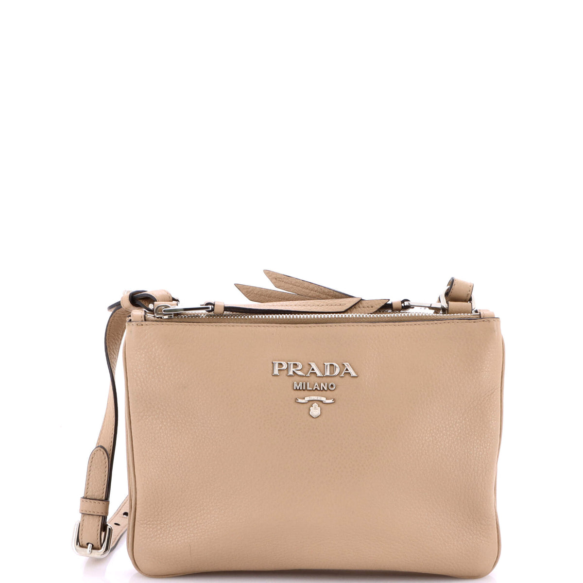 Prada PRADA Double Zip Crossbody Bag Vitello Daino Small