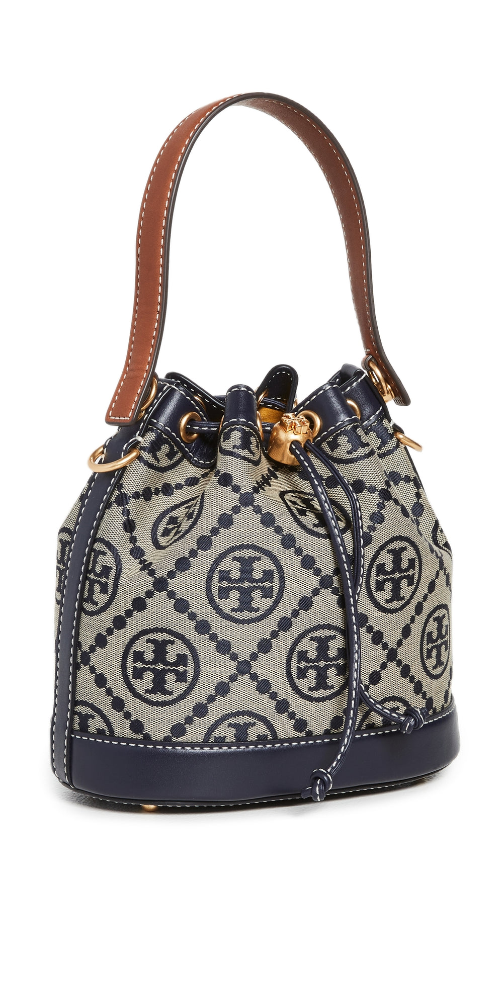 T Monogram Jacquard Bucket Bag Tory Navy One Size