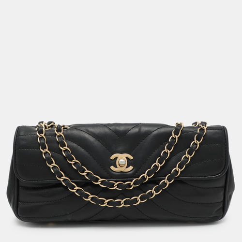 Black Quilted Leather Vintage Flap Bag