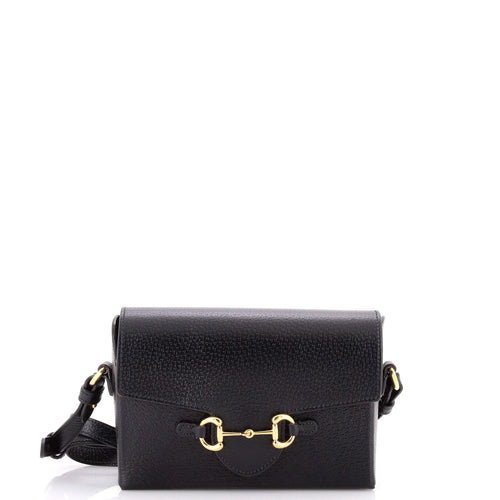 GUCCI Horsebit 1955 Flap Crossbody Bag Leather Mini