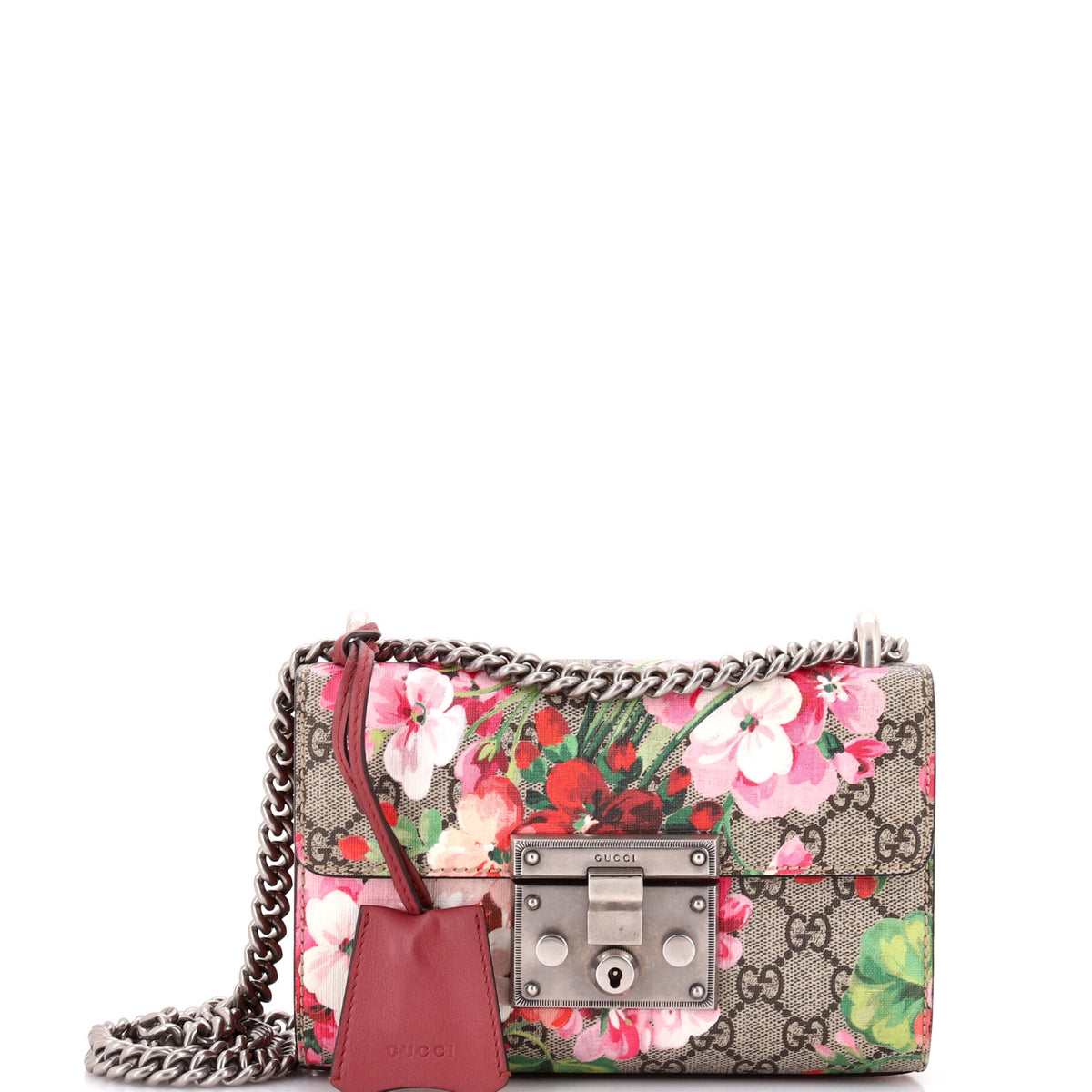 Gucci GUCCI Padlock Shoulder Bag Blooms Print GG Coated Canvas Small