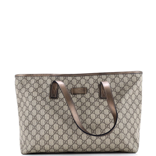 GUCCI Plus Tote GG Coated Canvas with Leather Large