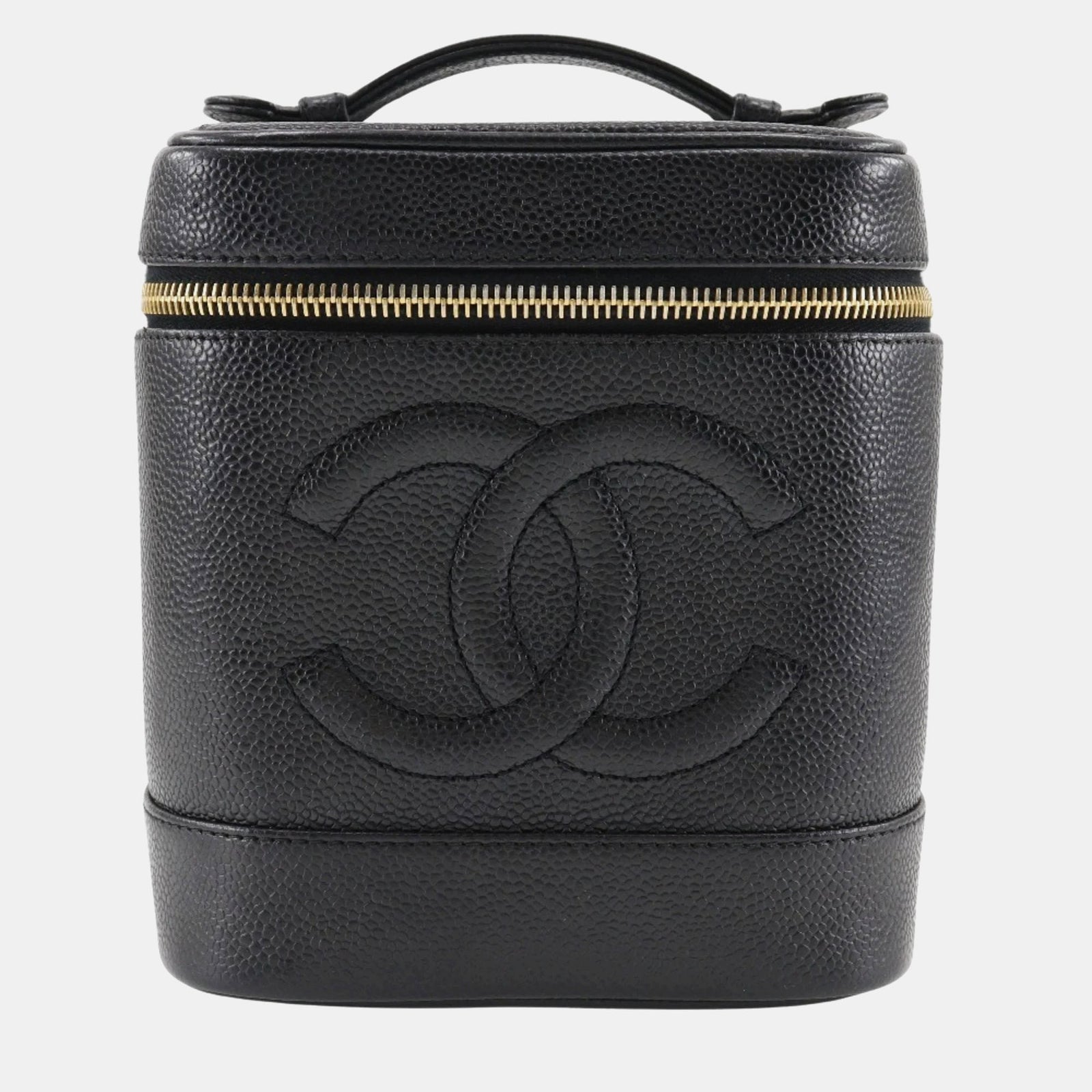 Chanel Black Leather Vanity Case Clutch