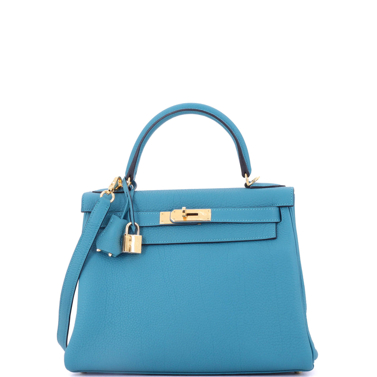 Herm?s Kelly Handbag Turquoise Togo with Gold Hardware 28