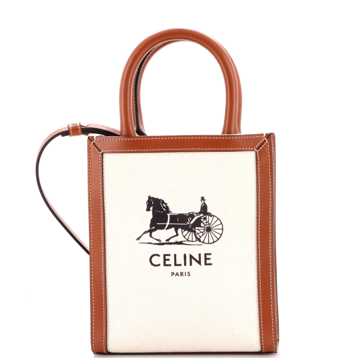 Celine CELINE Sulky Vertical Cabas Tote Canvas with Leather Mini