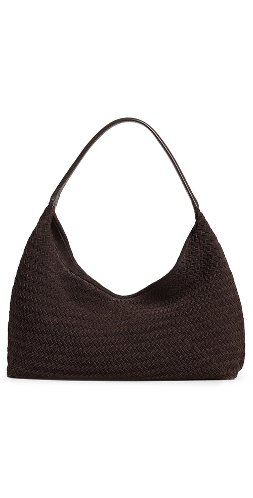 Slouchy Shoulder Woven Suede Bag Dark Carob One Size