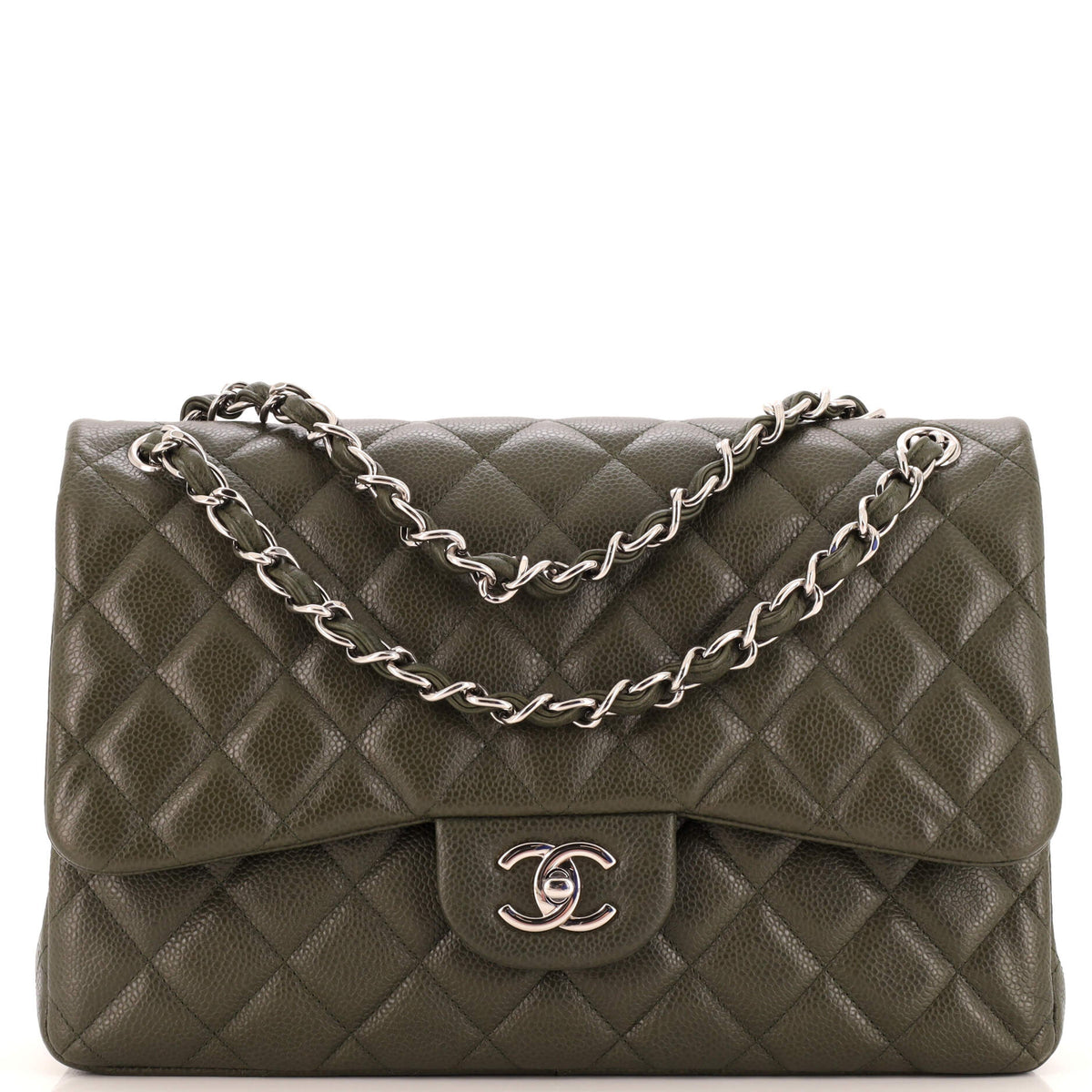 Chanel CHANEL Vintage Classic Double Flap Bag Quilted Caviar Jumbo