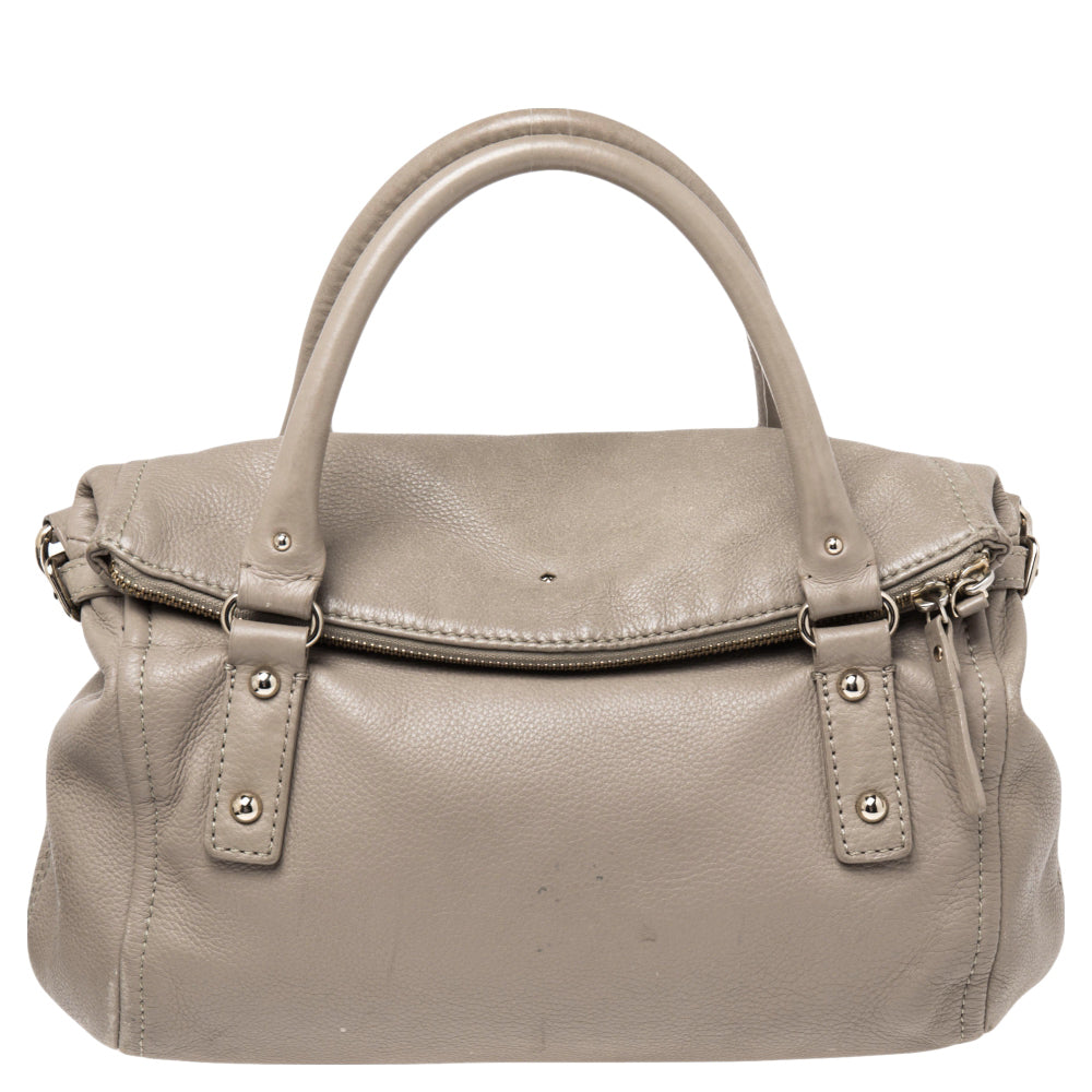 Kate Spade Beige Leather Cobble Hill Leslie Satchel