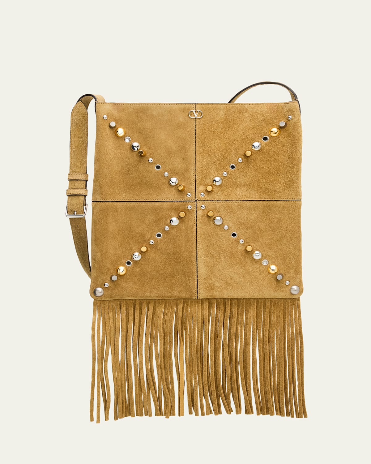 Valentino Nellcote Medium Studded Suede Crossbody Bag