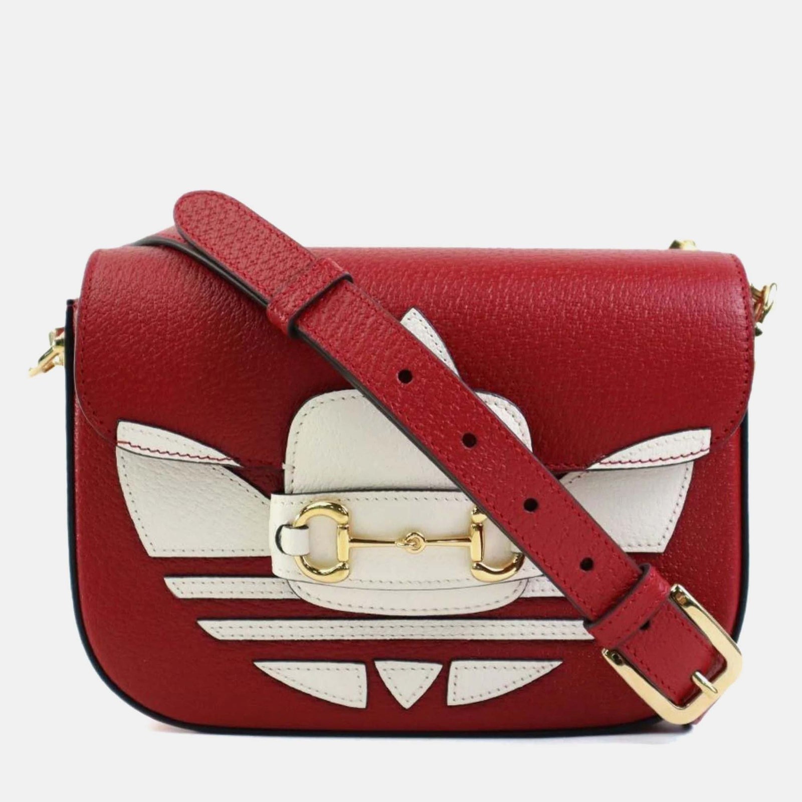 Gucci x Adidas Ledertasche in Rot/Weiß/Gold