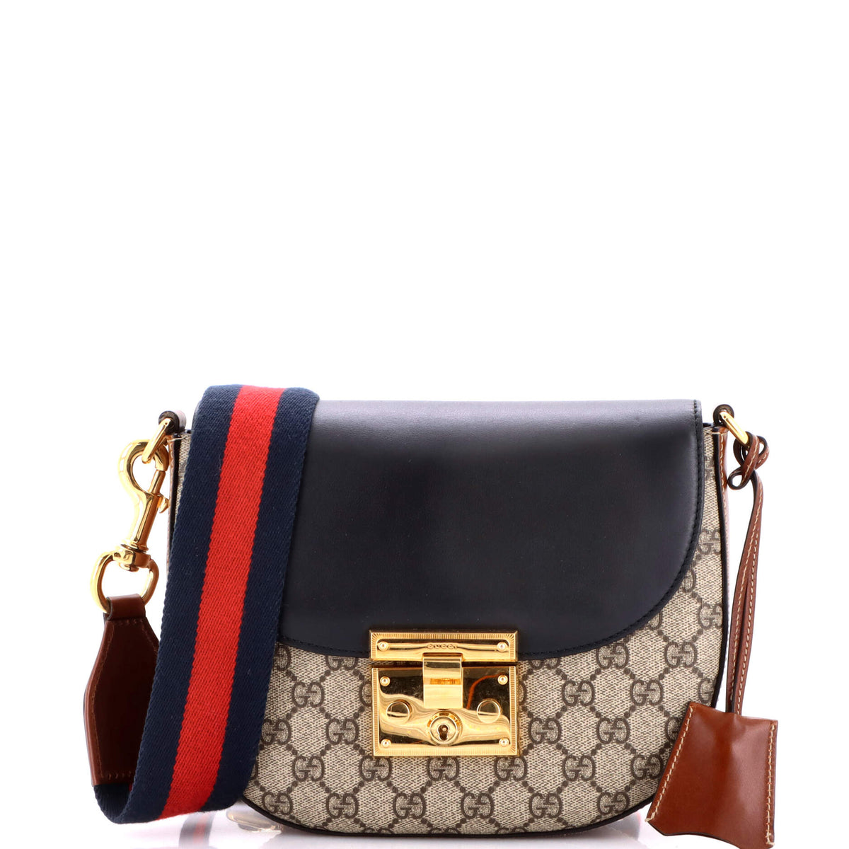 Gucci GUCCI Padlock Saddle Shoulder Bag GG Coated Canvas and Leather Medium