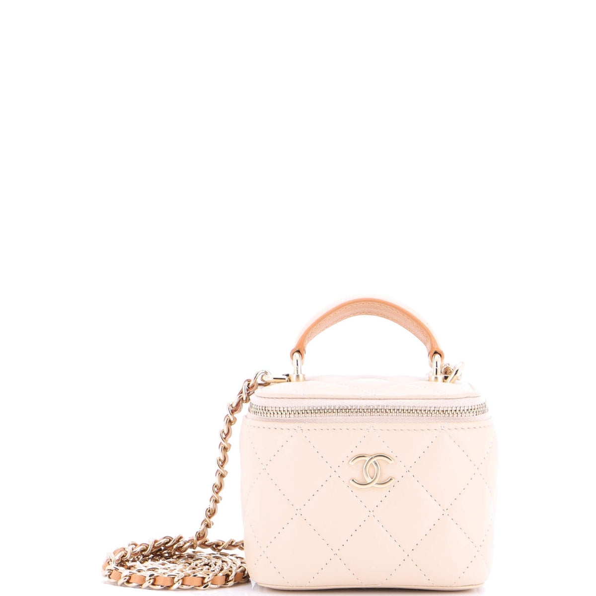 Chanel CHANEL Classic Top Handle Vanity Case with Chain Quilted Lambskin Mini