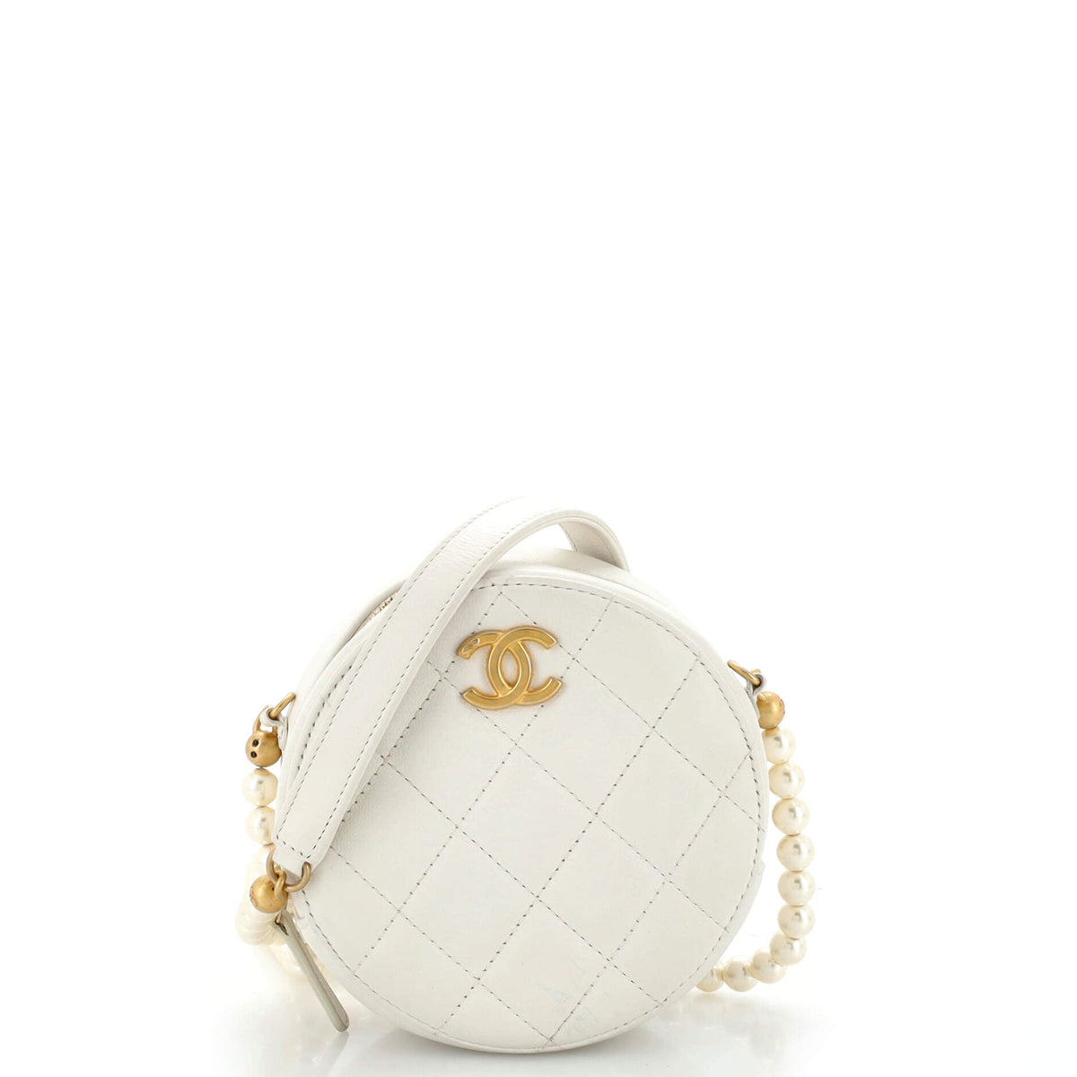 Chanel CHANEL About Pearls Round Clutch with Chain Quilted Lambskin Mini