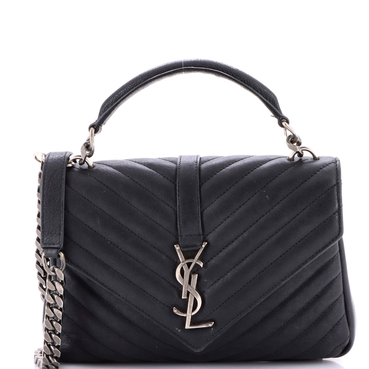 Saint Laurent Classic Monogram College Bag Matelasse Chevron Leather Medium