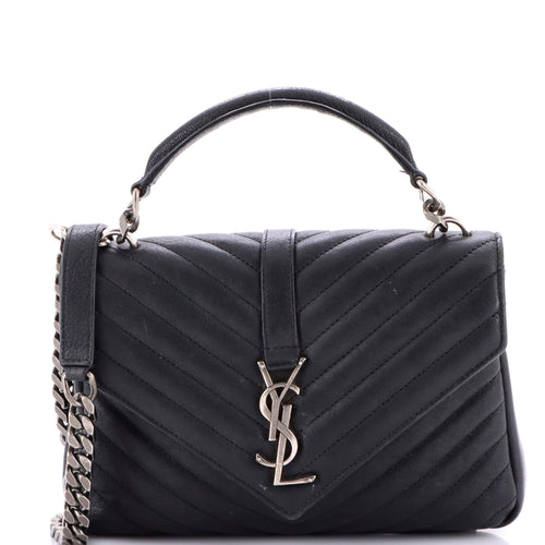 Classic Monogram College Bag Matelasse Chevron Leather Medium