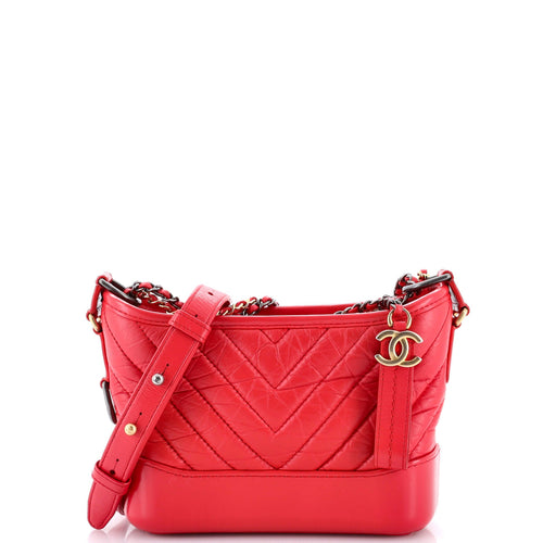 CHANEL Gabrielle Hobo Chevron Aged Calfskin Small