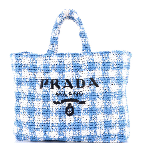 PRADA Logo Tote Raffia Large