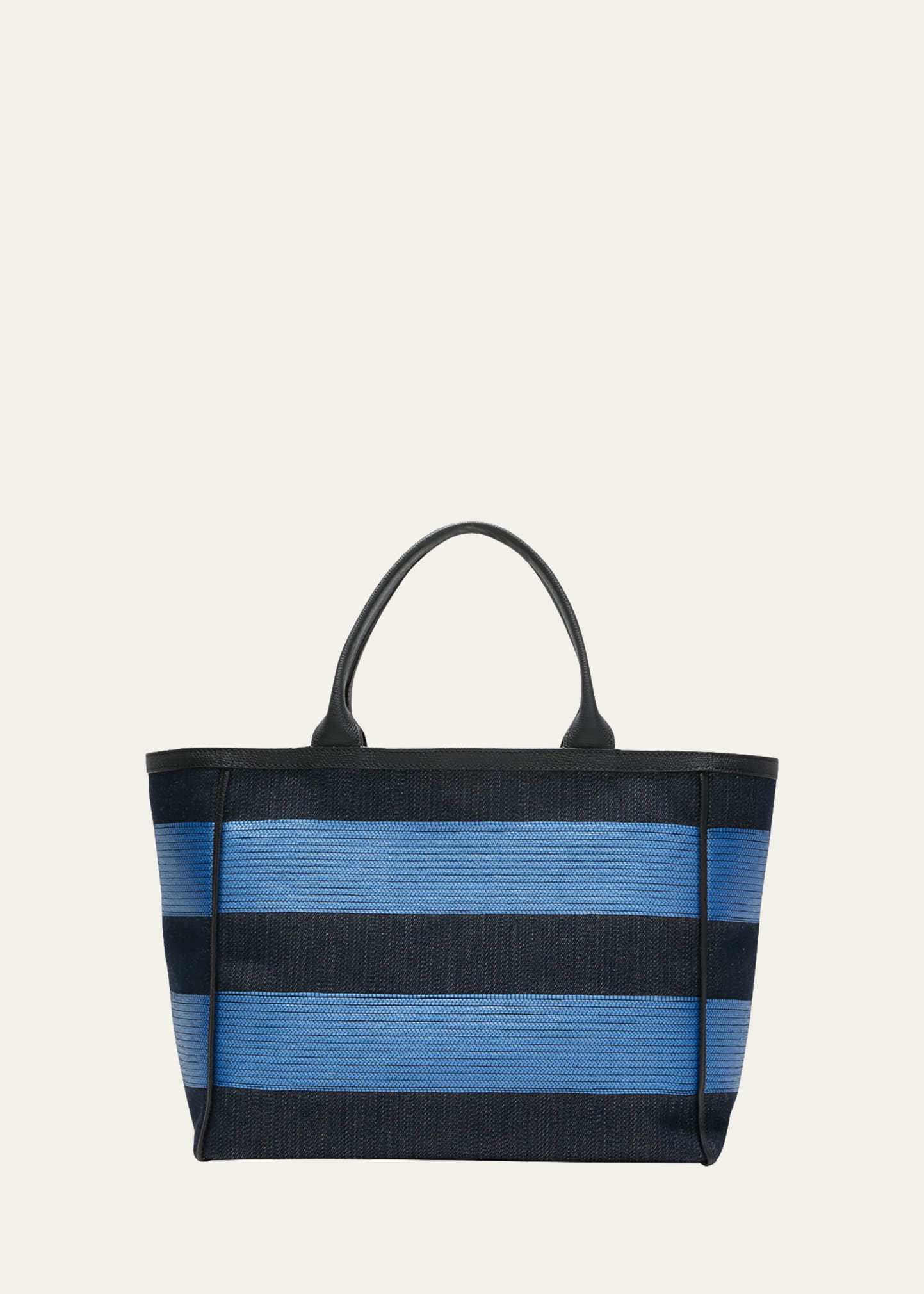 Valextra Medium Striped Media Shopping Tote Bag