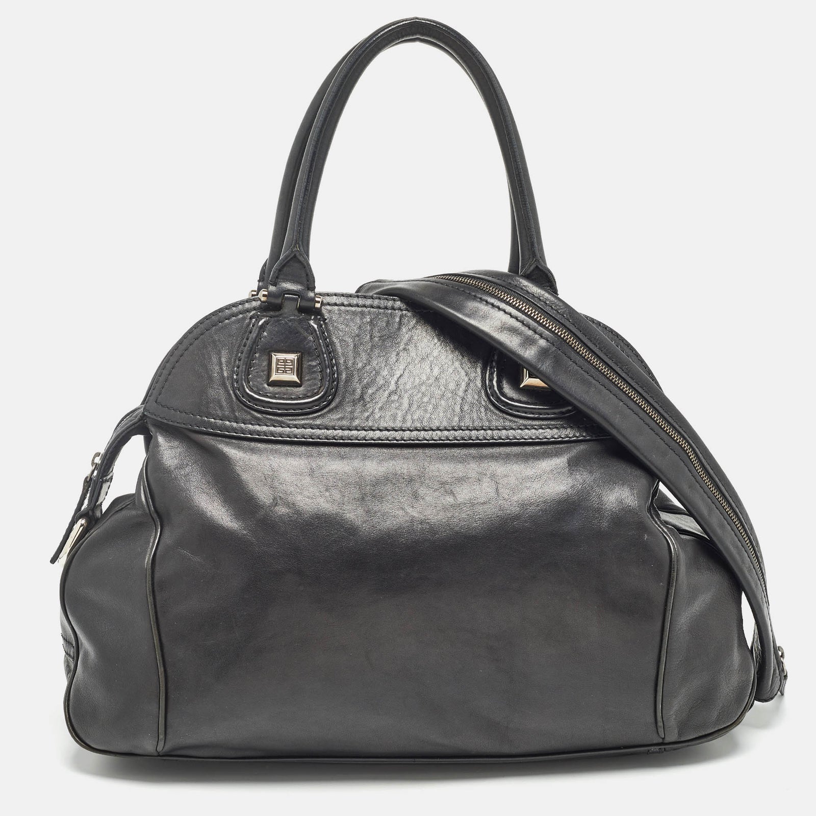 Givenchy Black Leather Zip Dome Satchel