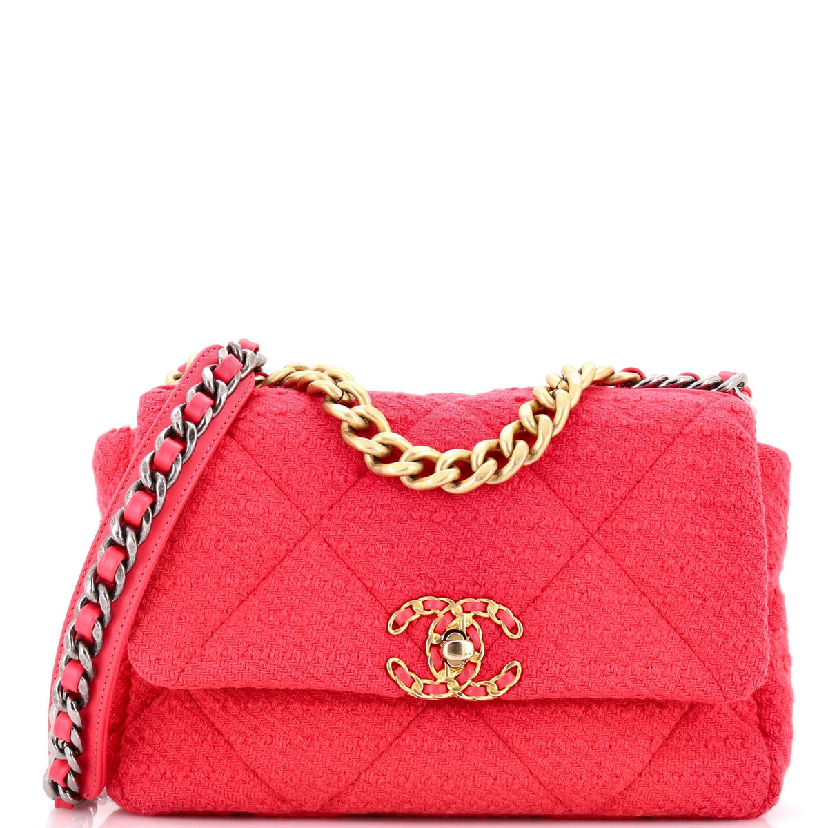 Chanel CHANEL 19 Flap Bag Quilted Tweed Medium