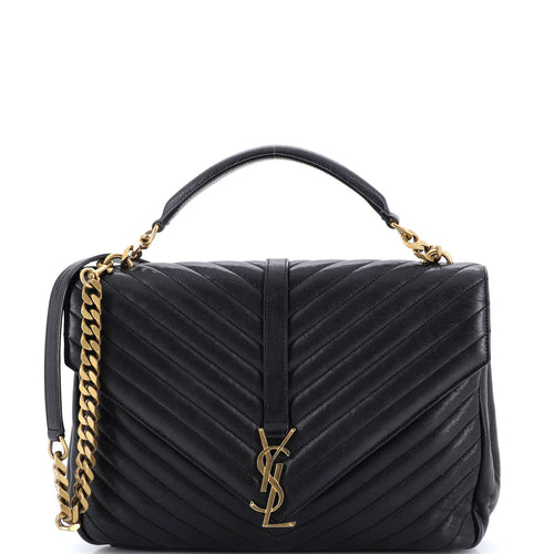 Classic Monogram College Bag Matelasse Chevron Leather Large