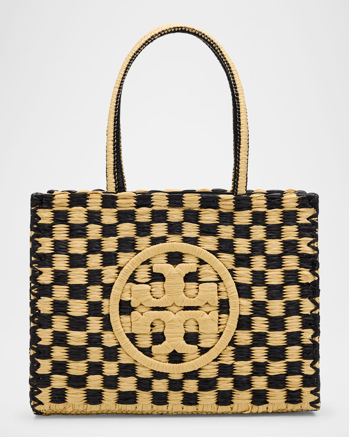 Tory Burch Ella Small Crochet Checkered Tote Bag