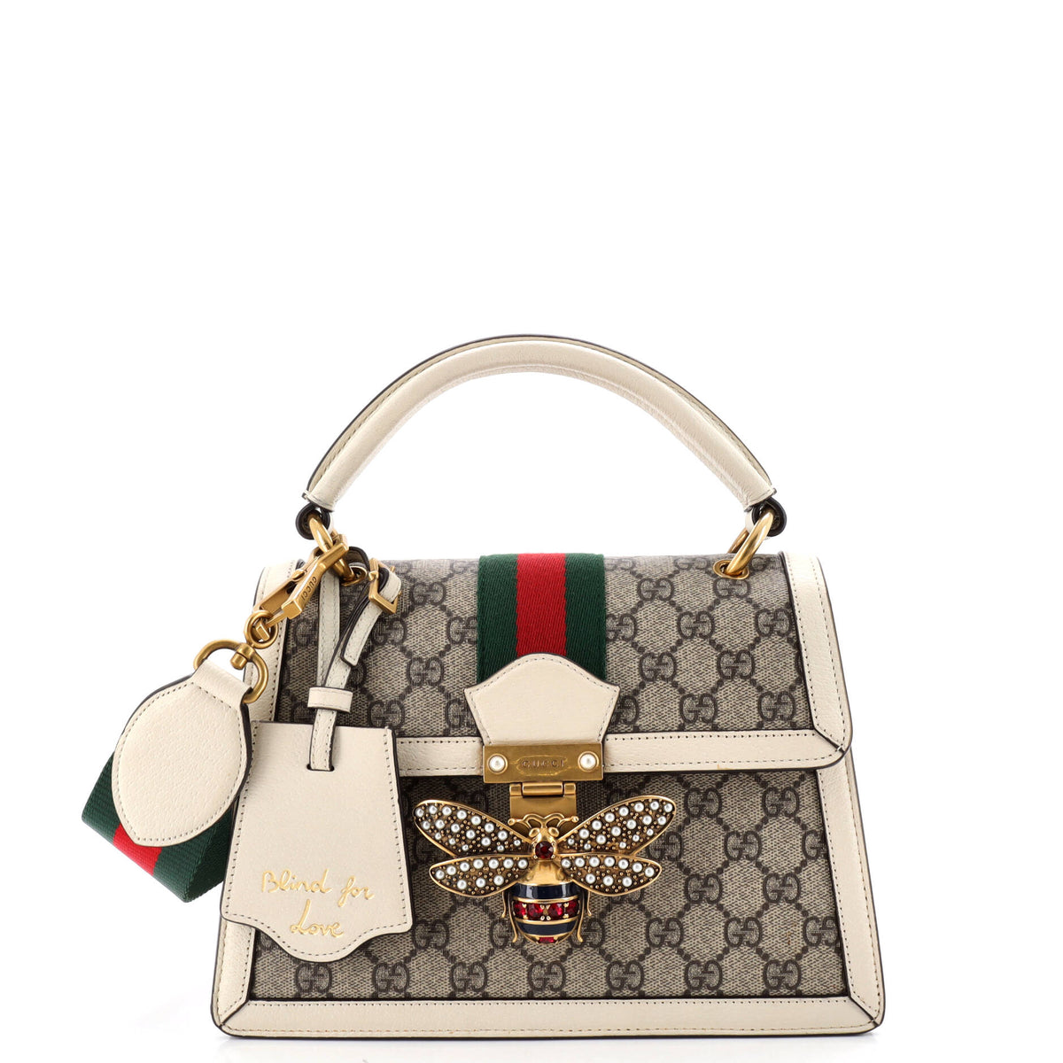 Gucci GUCCI Queen Margaret Top Handle Bag GG Coated Canvas with Leather Small