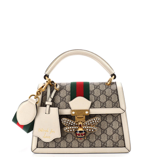 GUCCI Queen Margaret Top Handle Bag GG Coated Canvas with Leather Small